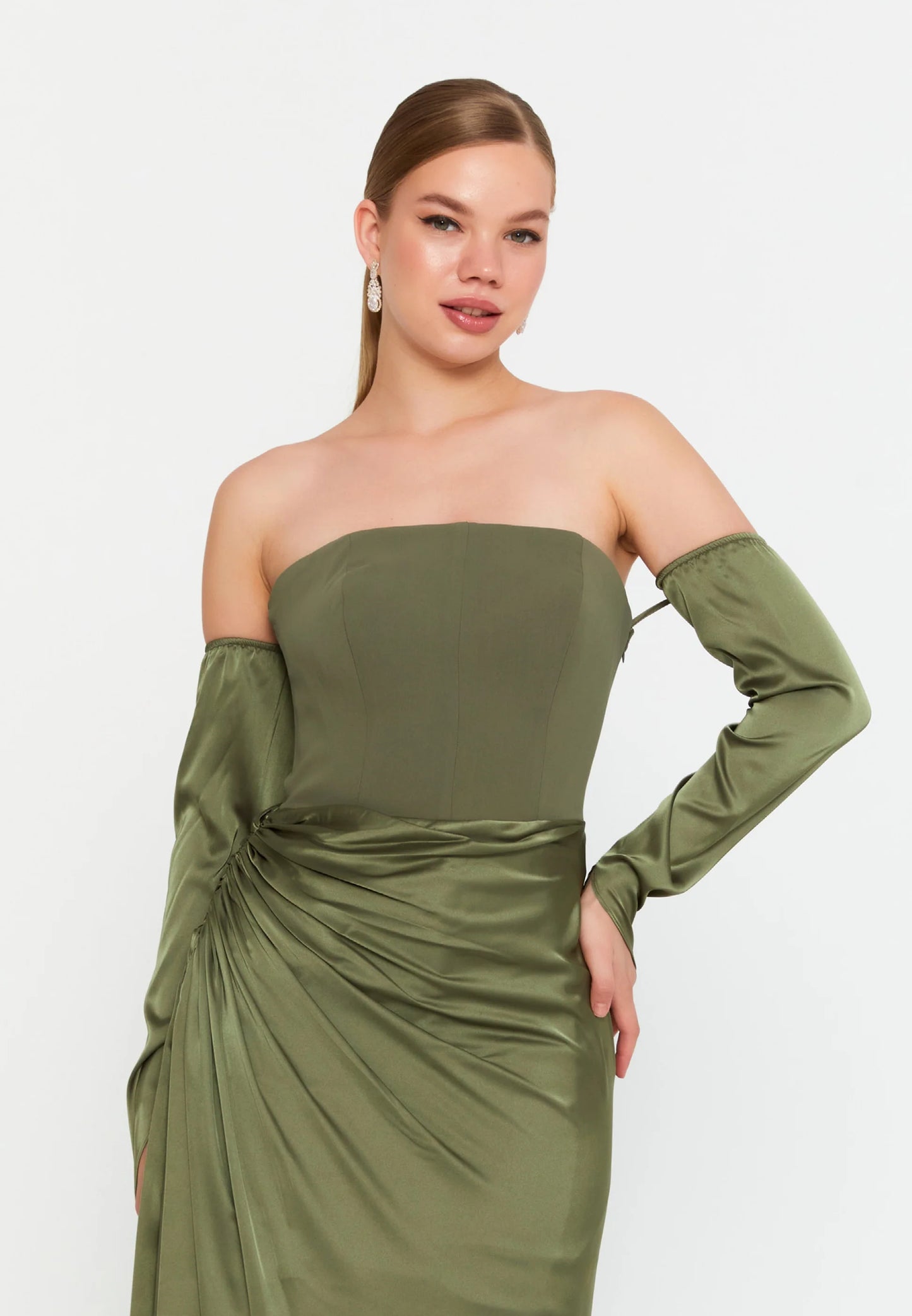 Off Shoulder Maxi Satin Mermaid Regular Evening Dress Unit Price: €54