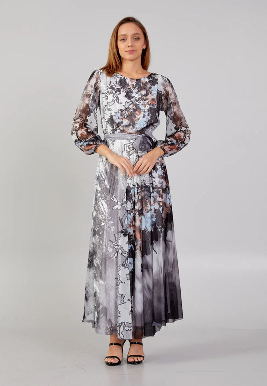 Long Sleeve Maxi Chiffon Column Regular Evening Dress Unit Price: €34