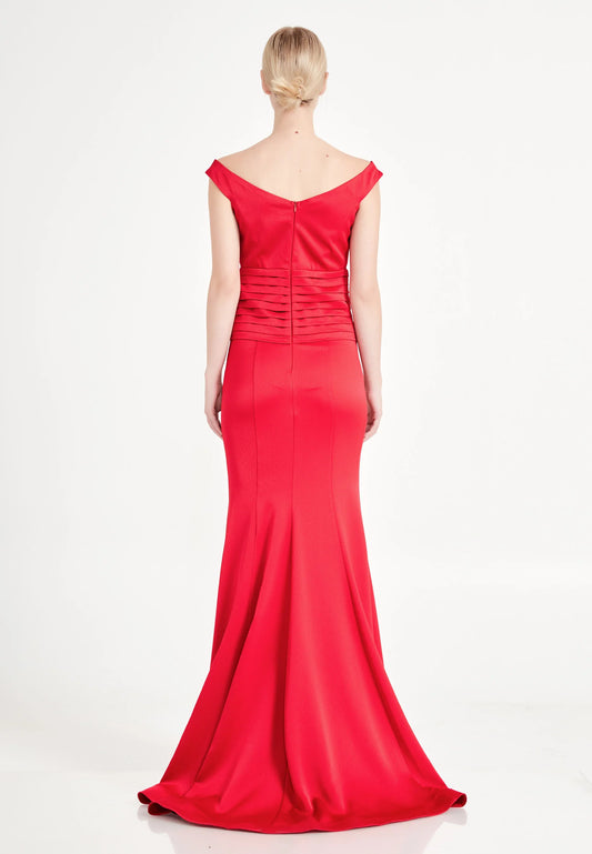 Off Shoulder Maxi Crepe Mermaid Regular Evening Dress Unit Price: €22