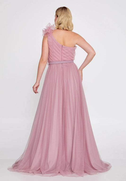 One Shoulder Maxi Tulle A - Line Regular Prom Dress Unit Price: €52