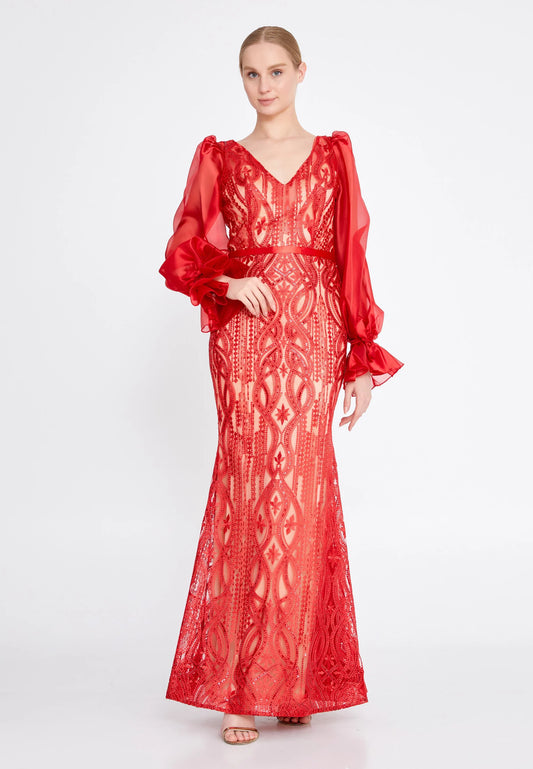 Long Sleeve Maxi Lace Mermaid Regular Evening Dress Unit Price: €40