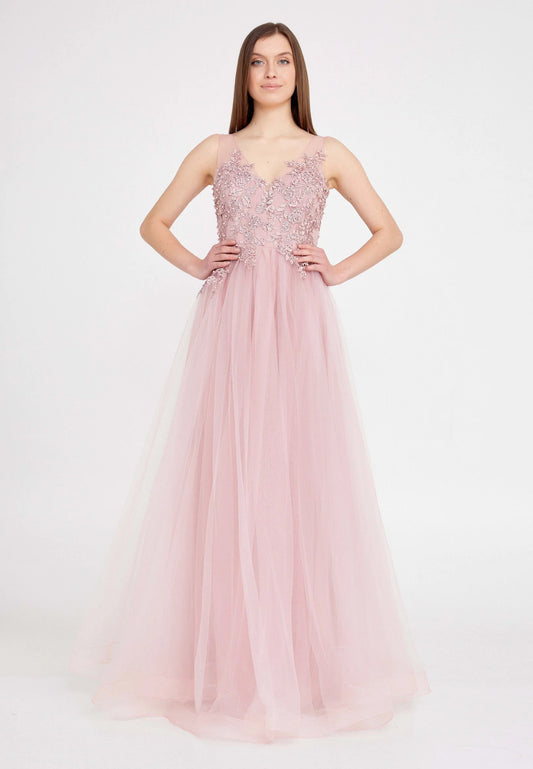 Sleeveless Maxi Tulle A - Line Regular Prom Dress Unit Price: €63