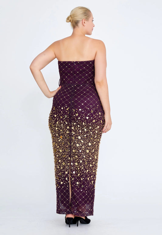 Strapless Maxi Chiffon Column Plus Size Evening Dress Unit Price: €60
