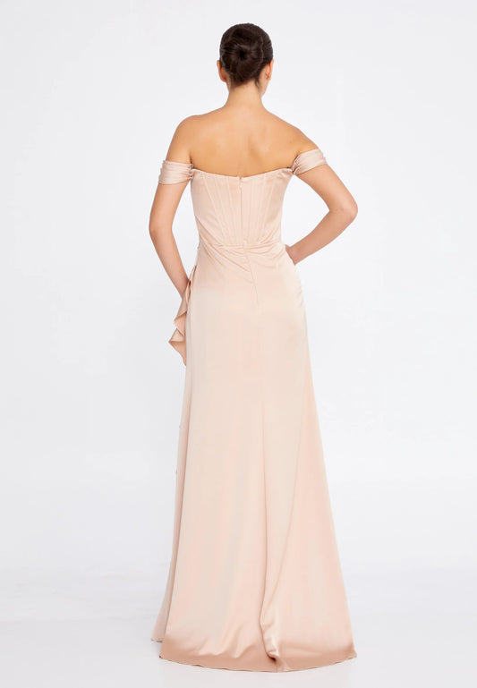 Off Shoulder Maxi Satin Column Regular Wedding Guest Dress Unit Price: €37