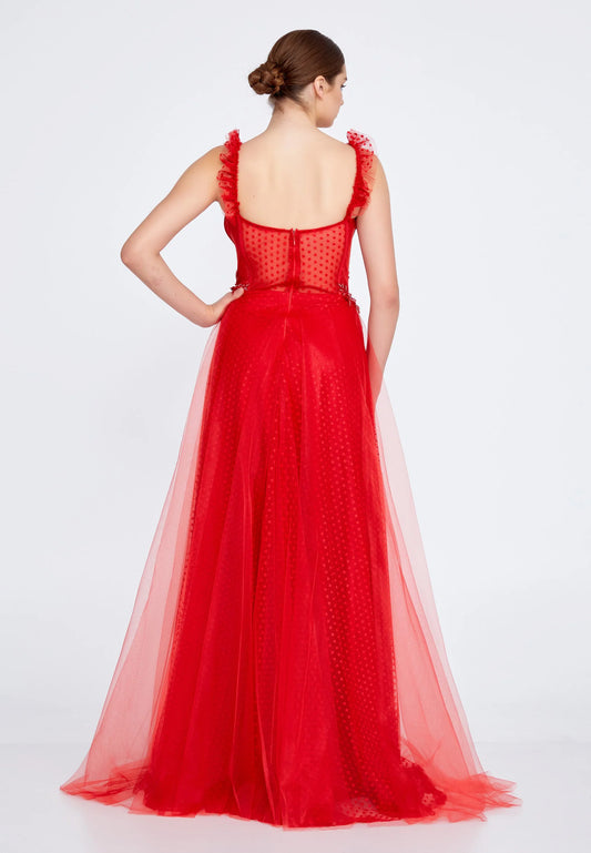 Sleeveless Maxi Tulle A - Line Regular Prom Dress Unit Price: €35