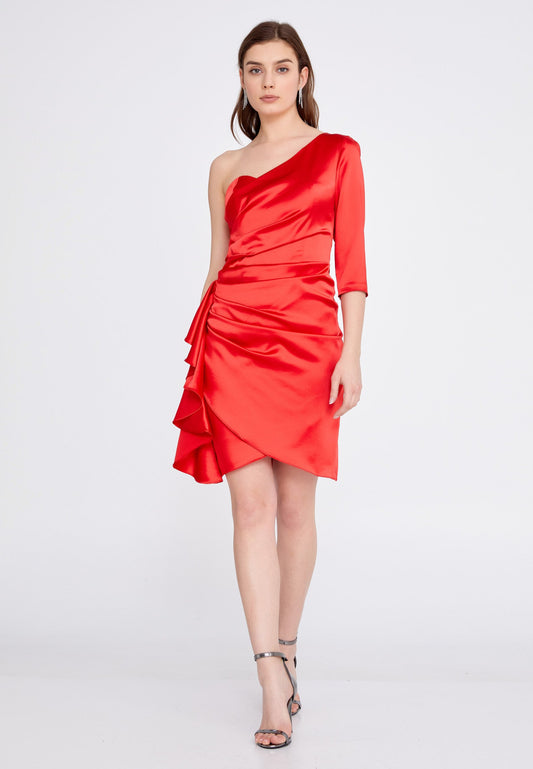 One Shoulder Mini Satin Column Regular Evening Dress Unit Price: €27
