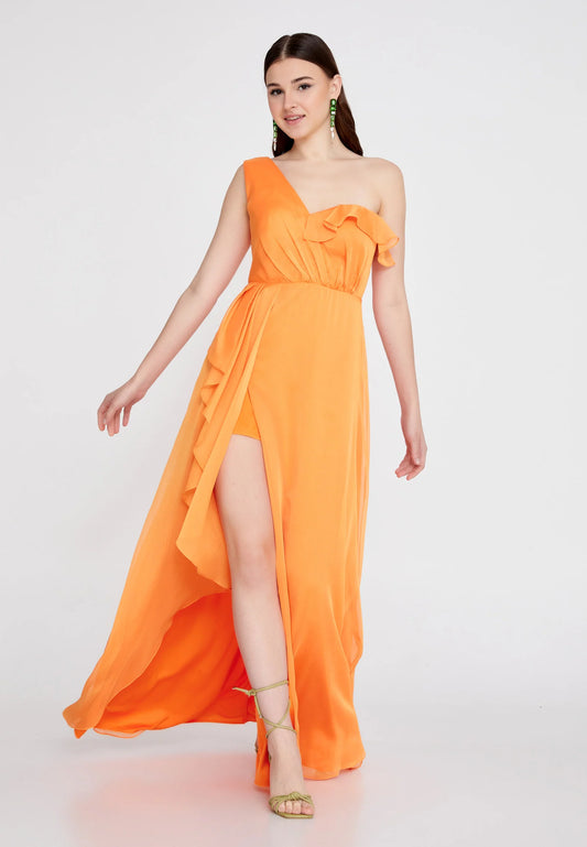 One Shoulder Maxi Chiffon Column Regular Evening Dress Unit Price: €48
