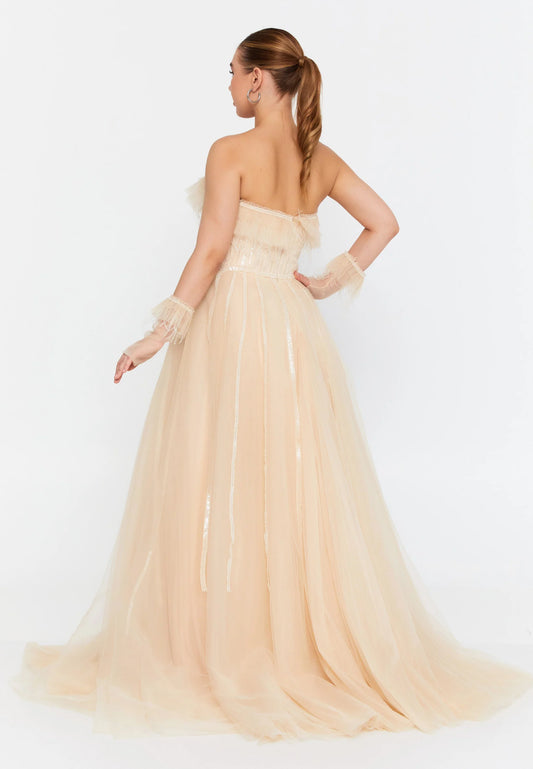 Off Shoulder Maxi Tulle A - Line Regular Prom Dress Unit Price: €90
