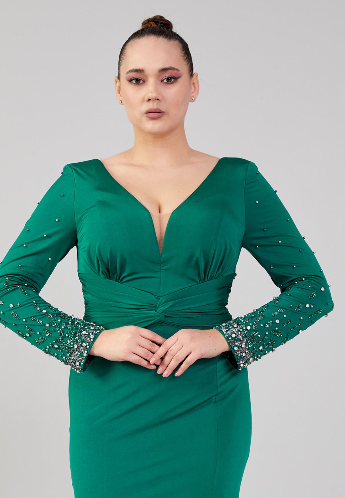 Long Sleeve Maxi Chiffon Column Plus Size Wedding Guest Dress Unit Price: €42