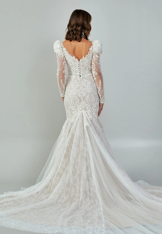 Long Sleeve Maxi Tulle Regular Wedding Dress Unit Price: €480