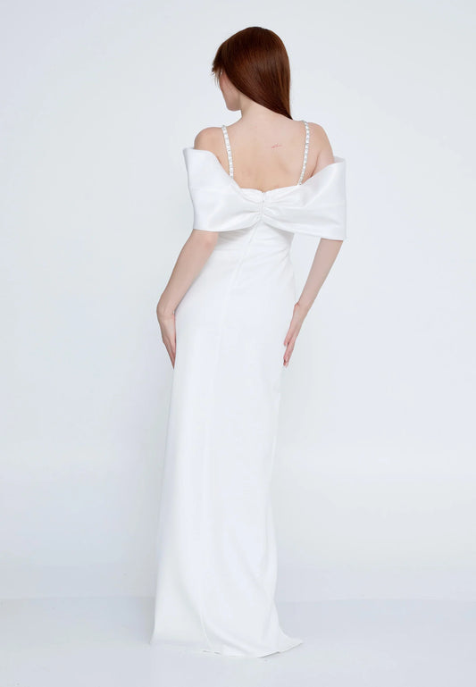 Off Shoulder Maxi Crepe Column Regular Evening Dress Unit Price: €36
