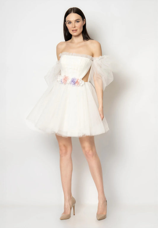 Off Shoulder Mini Tulle A - Line Regular Prom Dress Unit Price: €40