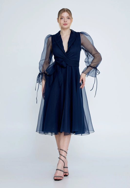 Long Sleeve Midi Tulle A - Line Regular Evening Dress Unit Price: €30