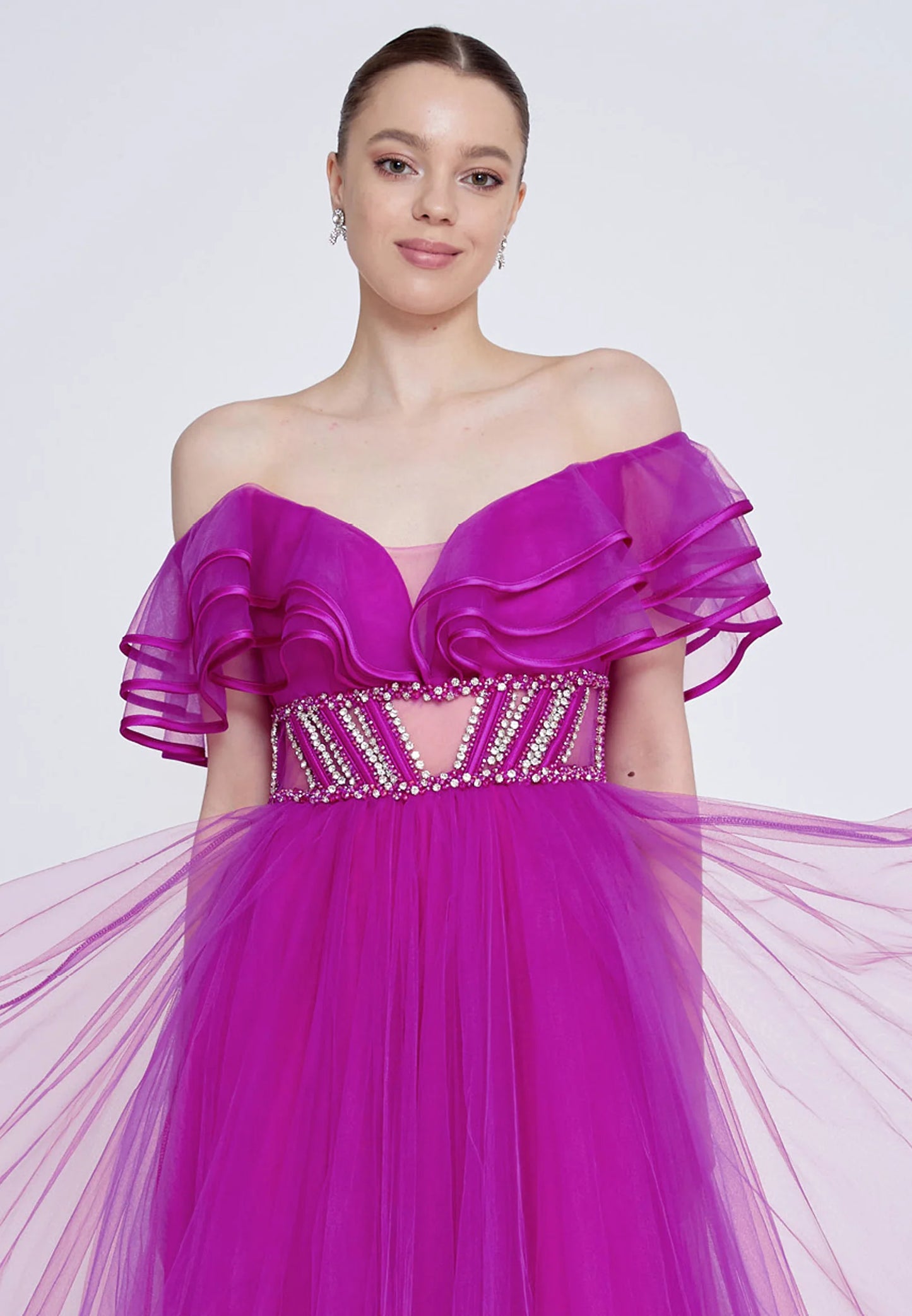 Off Shoulder Maxi Tulle A - Line Regular Prom Dress Unit Price: €55