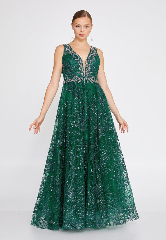 Sleeveless Maxi Tulle A - Line Plus Size Prom Dress Unit Price: €78