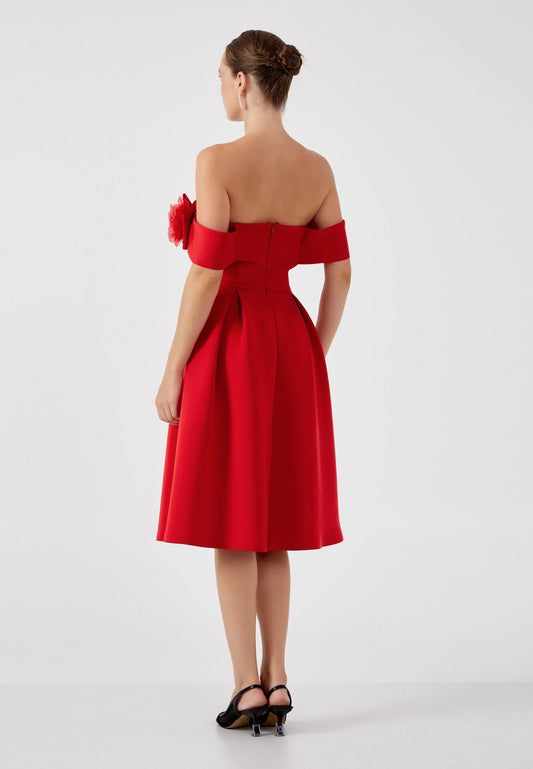 Off Shoulder Midi Cotton Column Regular Evening Dress Unit Price: €36