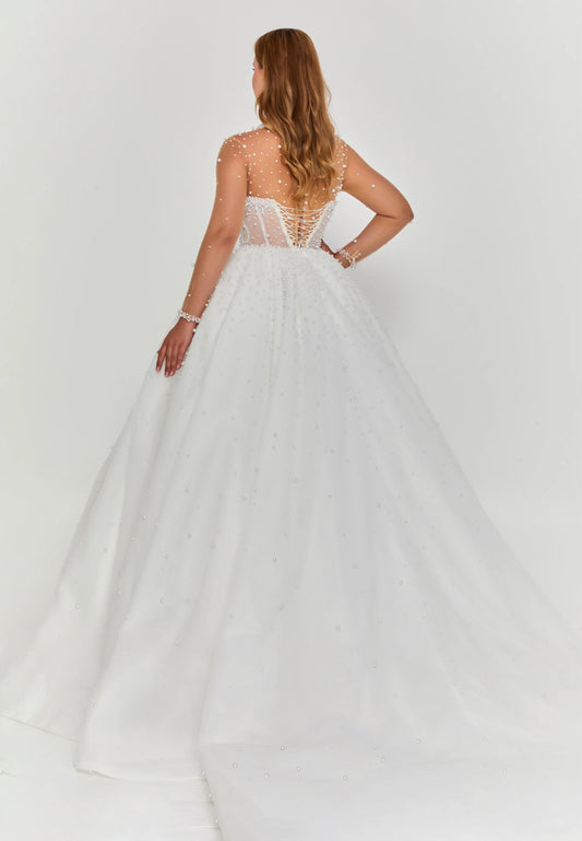 Long Sleeve Maxi Tulle Regular Wedding Dress Unit Price: €680