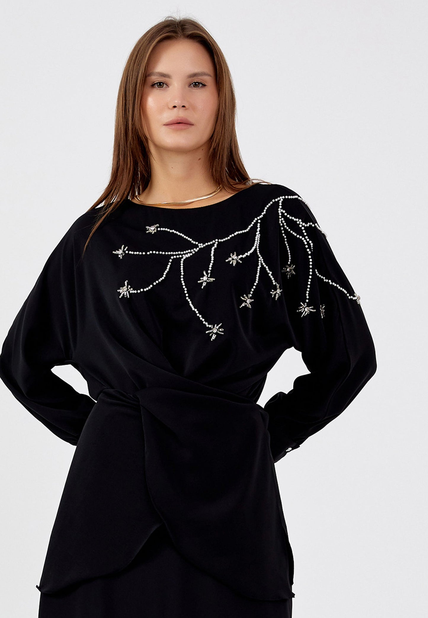 Long Sleeve Chiffon With Stones Regular Two-Piece Outfit Unit Price: €30