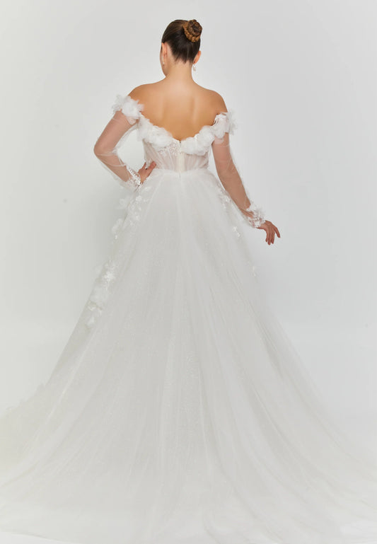 Off Shoulder Maxi Tulle Regular Wedding Dress Unit Price: €300