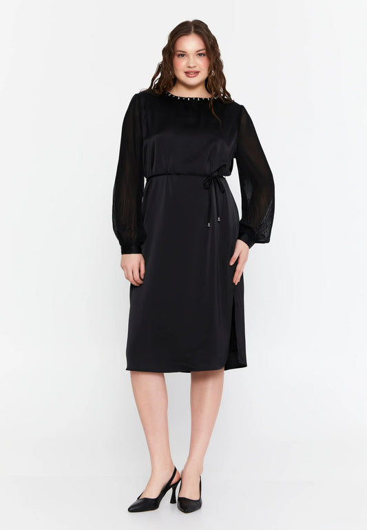 Long Sleeve Midi Satin Column Plus Size Evening Dress Unit Price: €29
