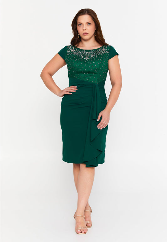 Short Sleeve Midi Viscose Column Plus Size Wedding Guest Dress Unit Price: €54
