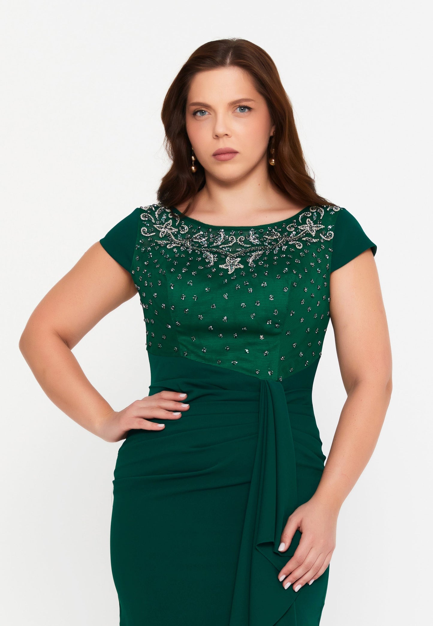 Short Sleeve Midi Viscose Column Plus Size Wedding Guest Dress Unit Price: €54