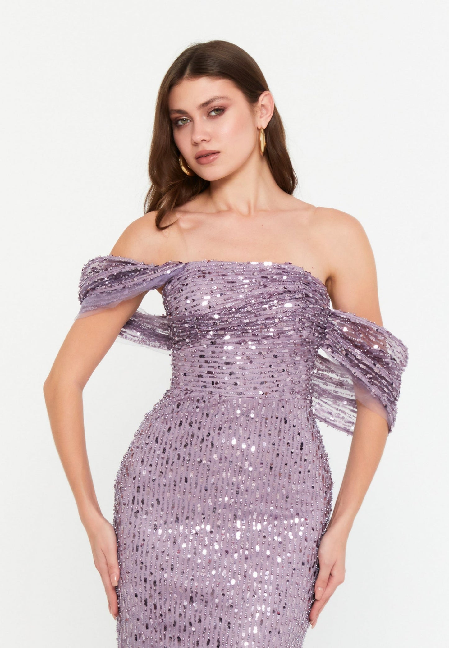 Off Shoulder Maxi Tulle Mermaid Regular Wedding Guest Dress Unit Price: €58