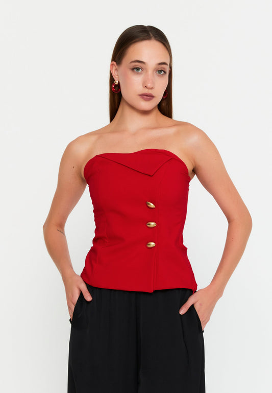 Strapless Solid Color Regular Blouse Unit Price: €12