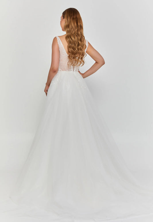 Sleeveless Maxi Tulle Regular Wedding Dress Unit Price: €265