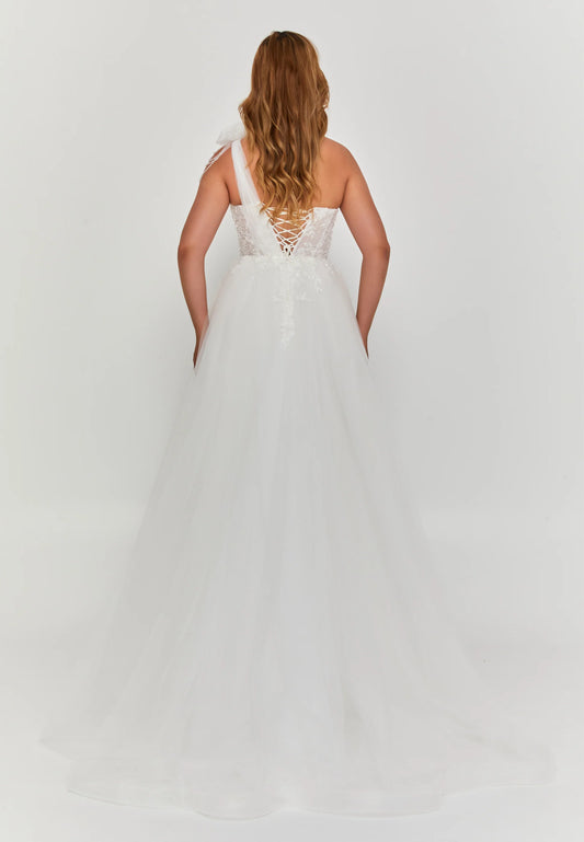 One Shoulder Maxi Tulle Regular Wedding Dress Unit Price: €390