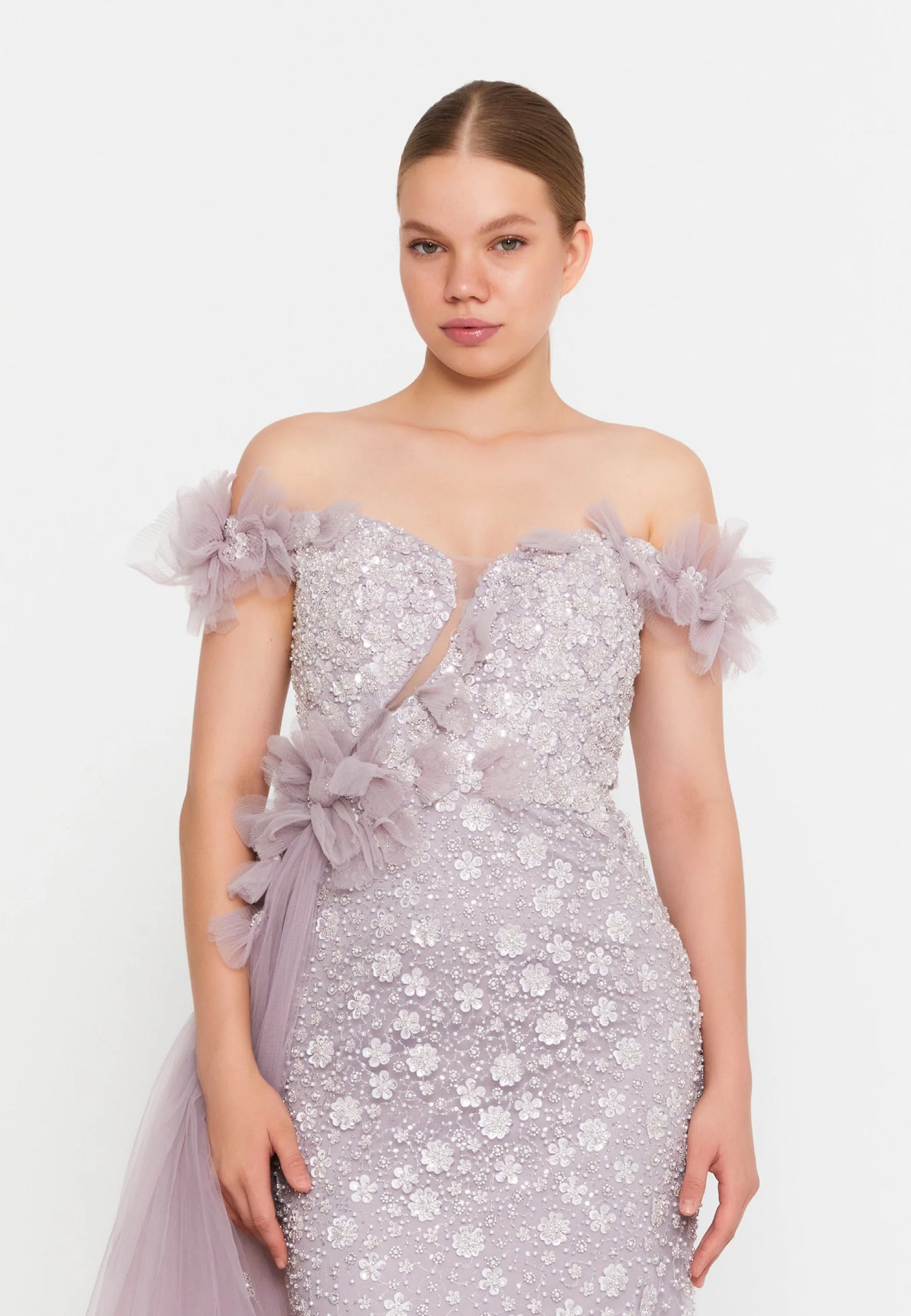 Off Shoulder Maxi Tulle Mermaid Regular Prom Dress Unit Price: €210