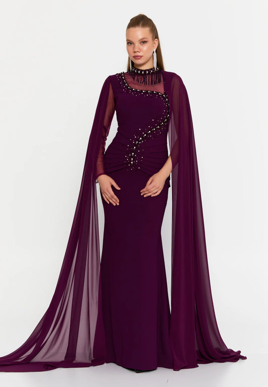Long Sleeve Maxi Viscose Mermaid Regular Wedding Guest Dress Unit Price: €96