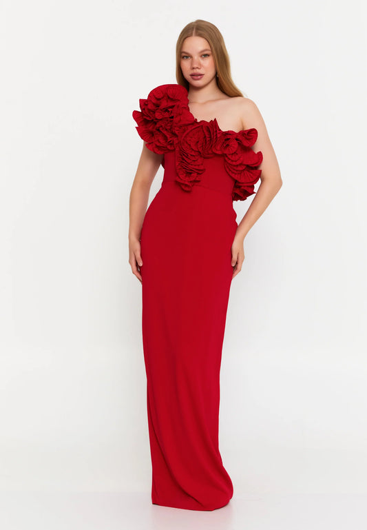 One Shoulder Maxi Viscose Column Regular Wedding Guest Dress Unit Price: €56