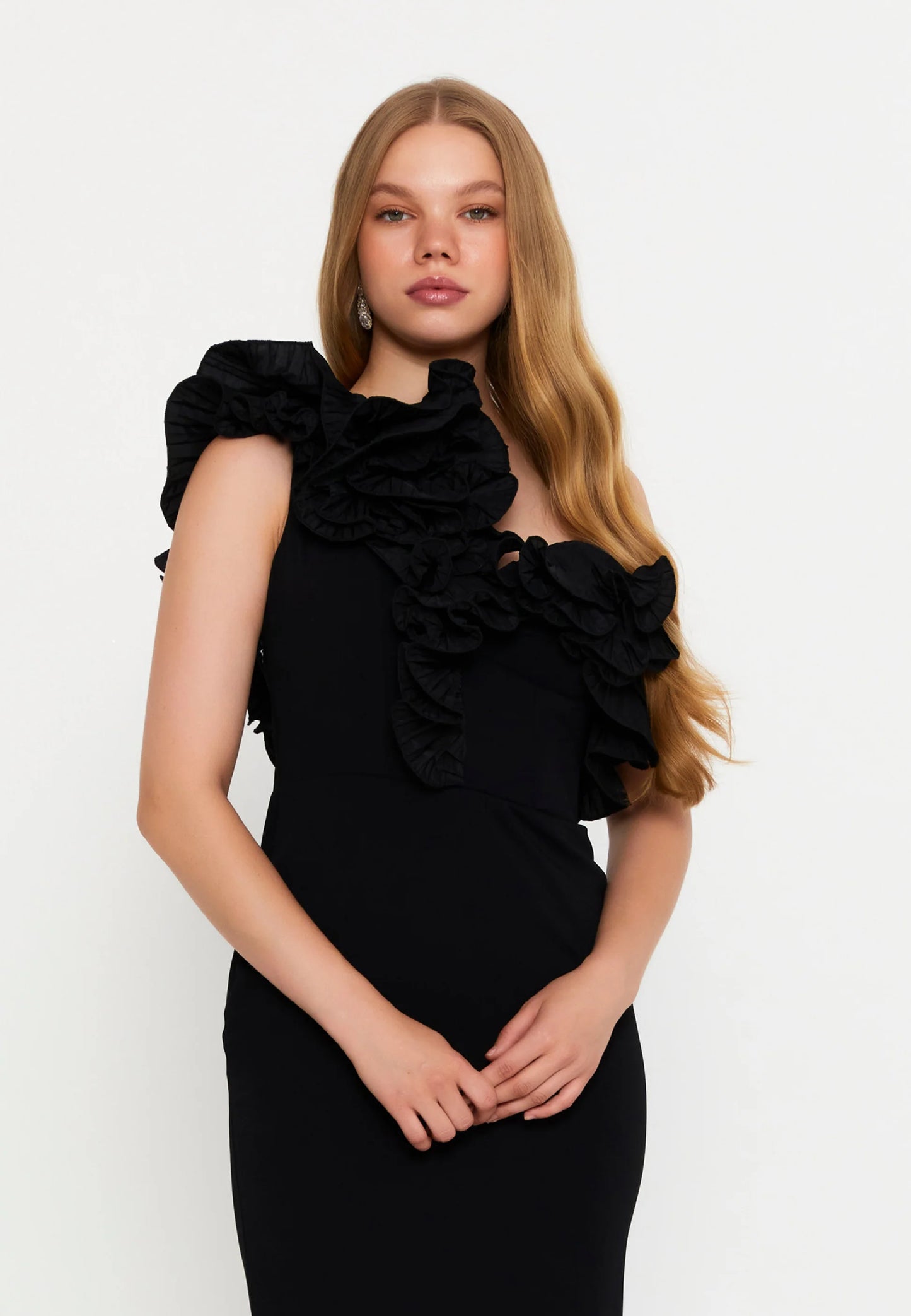 One Shoulder Maxi Viscose Column Regular Wedding Guest Dress Unit Price: €56