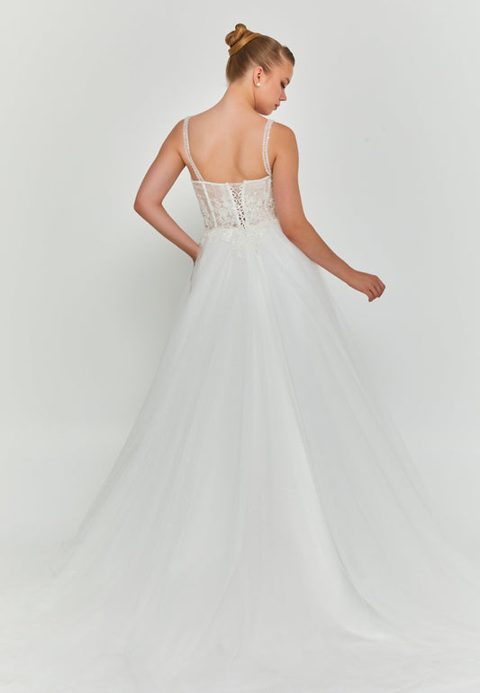 Sleeveless Maxi Tulle Regular Wedding Dress Unit Price: €200