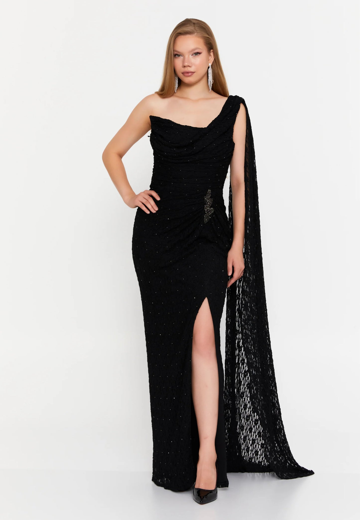 One Shoulder Maxi Lace Column Regular Wedding Guest Dress Unit Price: €71