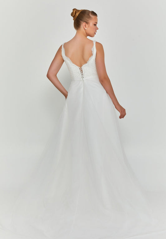 Sleeveless Maxi Tulle Regular Wedding Dress Unit Price: €200