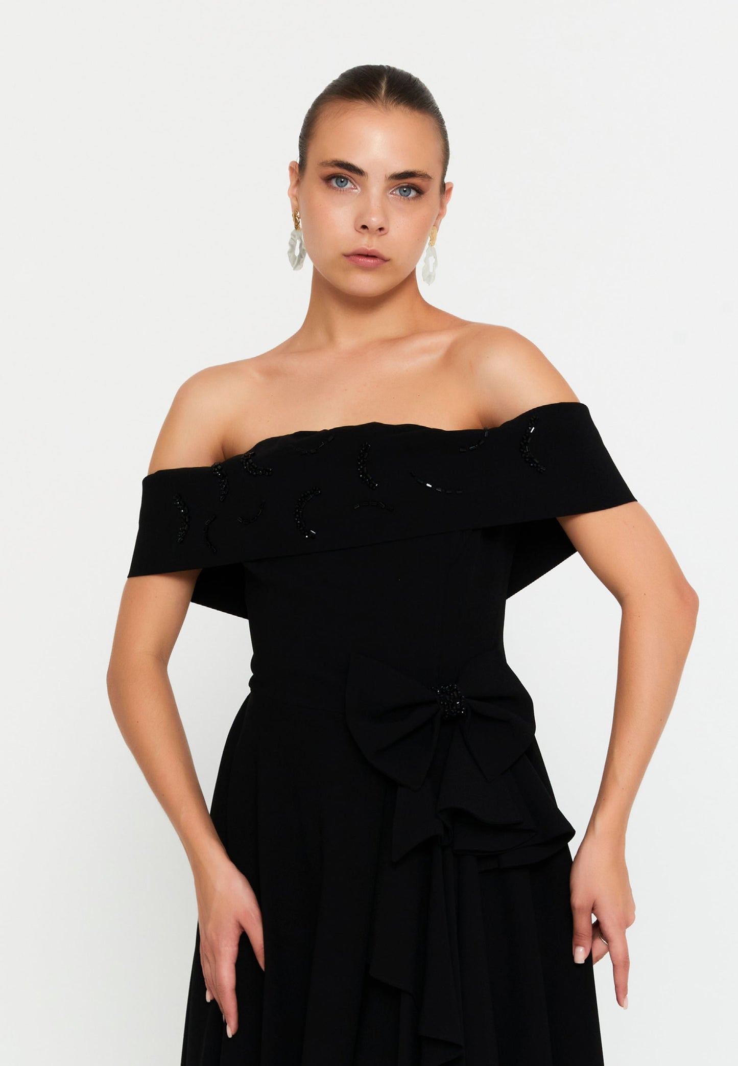 Off Shoulder Midi Polyester Column Regular Evening Dress Unit Price: €37