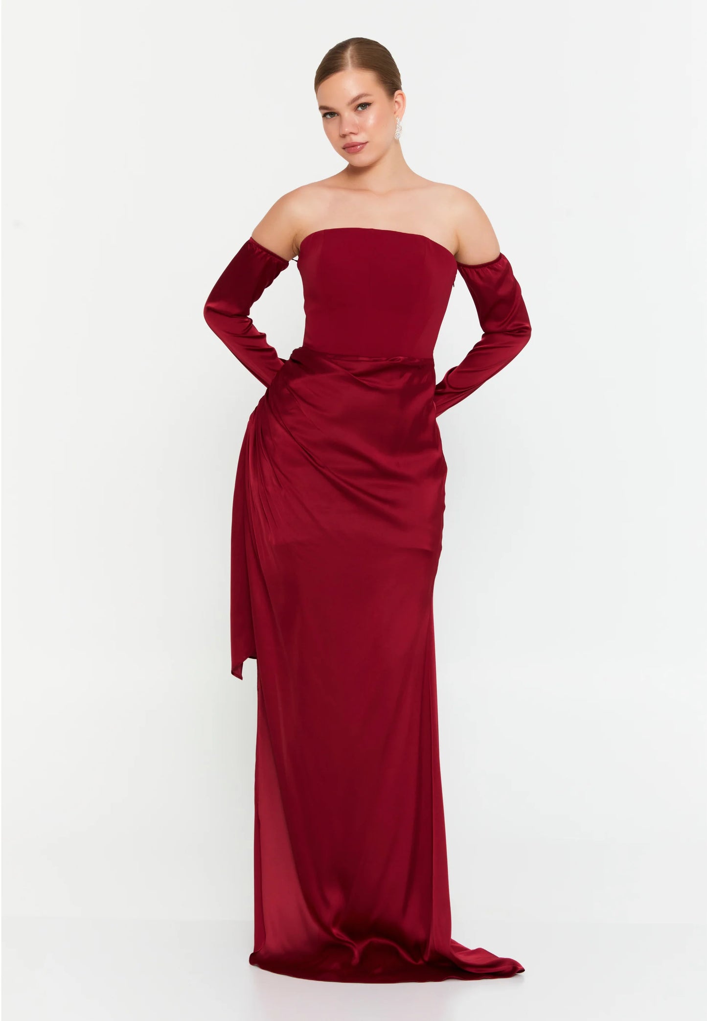 Off Shoulder Maxi Satin Mermaid Regular Evening Dress Unit Price: €54