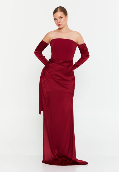 Off Shoulder Maxi Satin Mermaid Regular Evening Dress Unit Price: €54