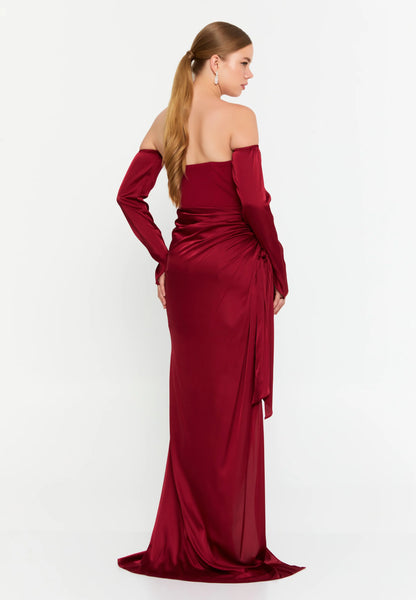Off Shoulder Maxi Satin Mermaid Regular Evening Dress Unit Price: €54