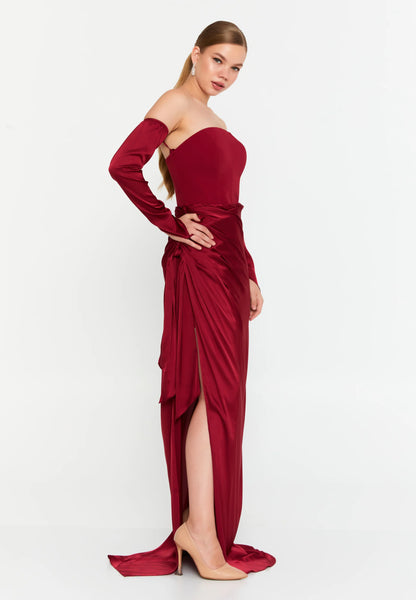 Off Shoulder Maxi Satin Mermaid Regular Evening Dress Unit Price: €54