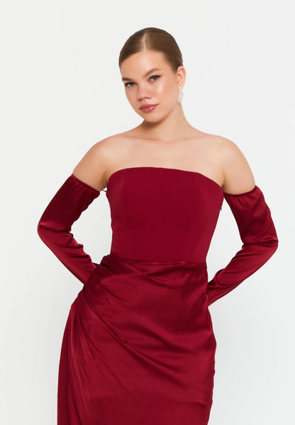 Off Shoulder Maxi Satin Mermaid Regular Evening Dress Unit Price: €54