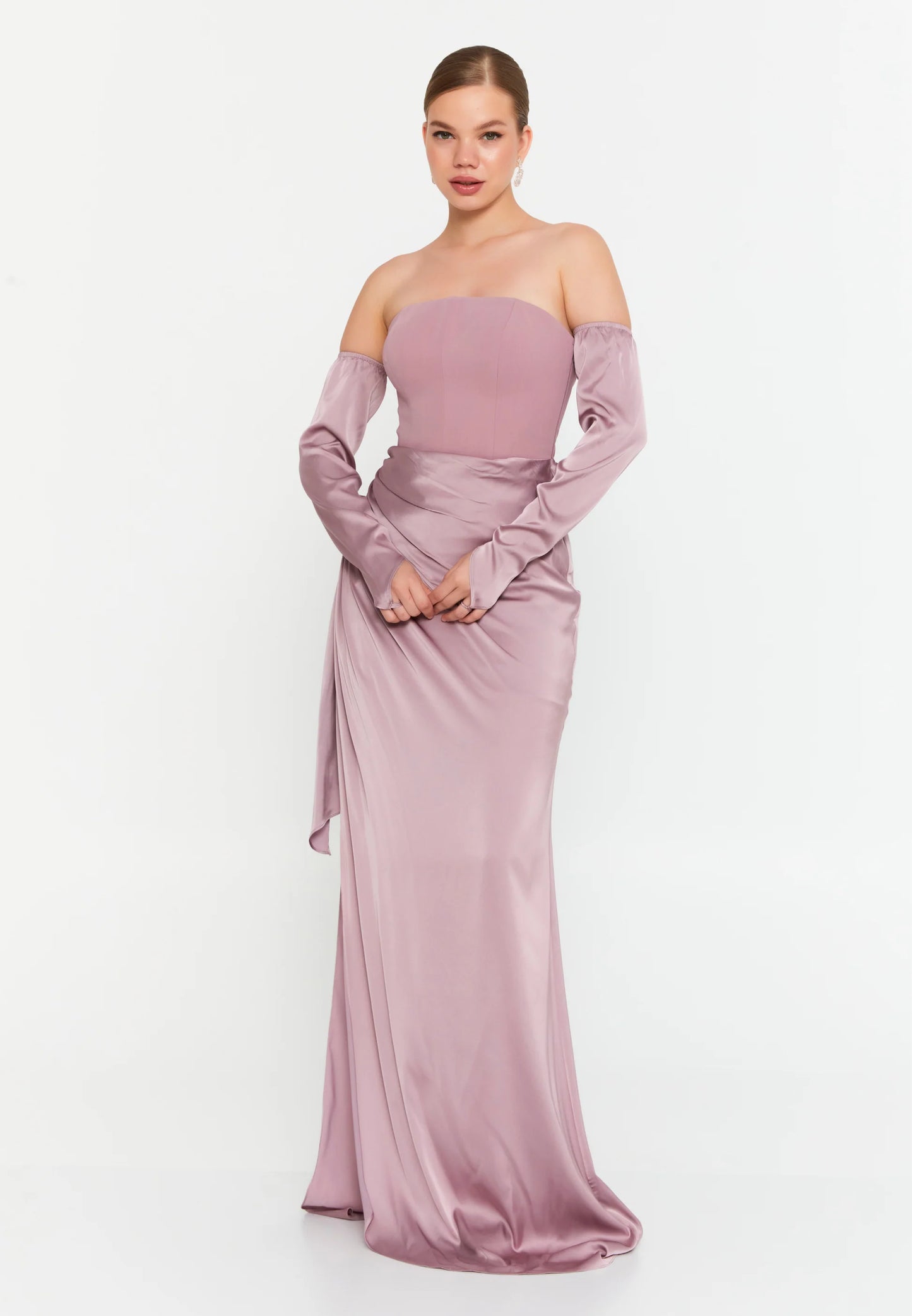 Off Shoulder Maxi Satin Mermaid Regular Evening Dress Unit Price: €54