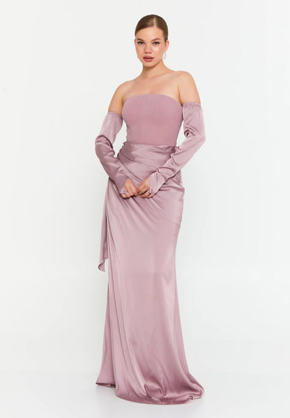 Off Shoulder Maxi Satin Mermaid Regular Evening Dress Unit Price: €54