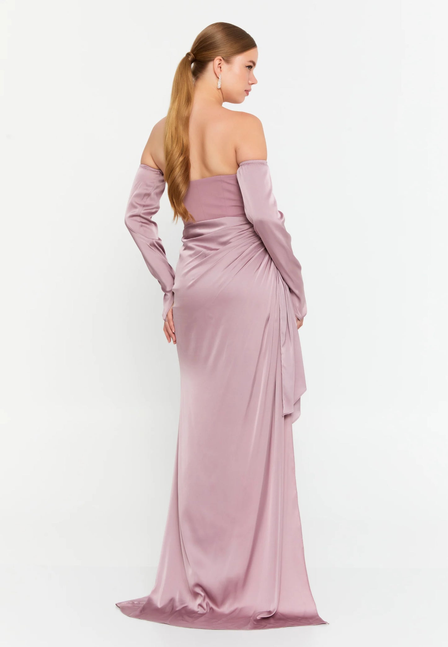 Off Shoulder Maxi Satin Mermaid Regular Evening Dress Unit Price: €54