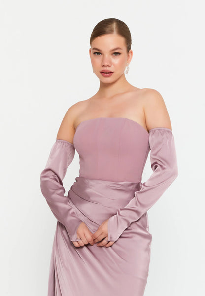 Off Shoulder Maxi Satin Mermaid Regular Evening Dress Unit Price: €54