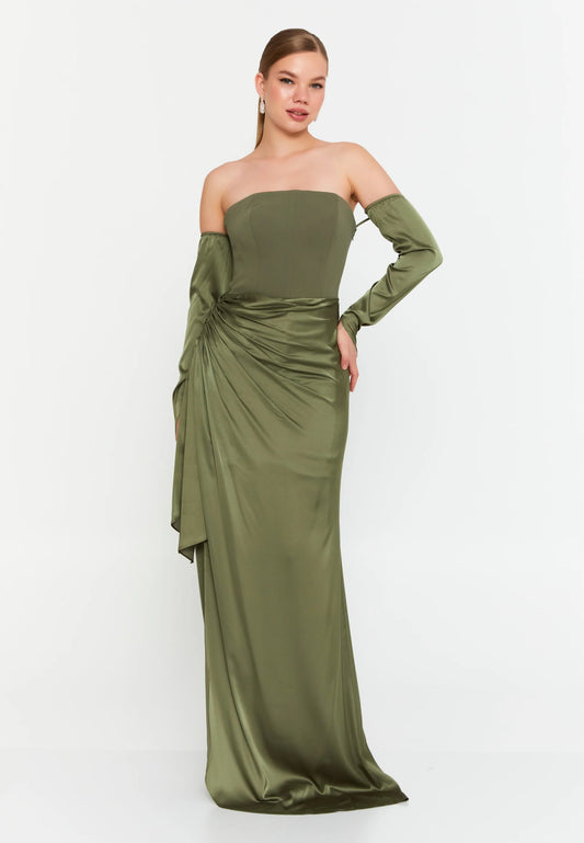 Off Shoulder Maxi Satin Mermaid Regular Evening Dress Unit Price: €54