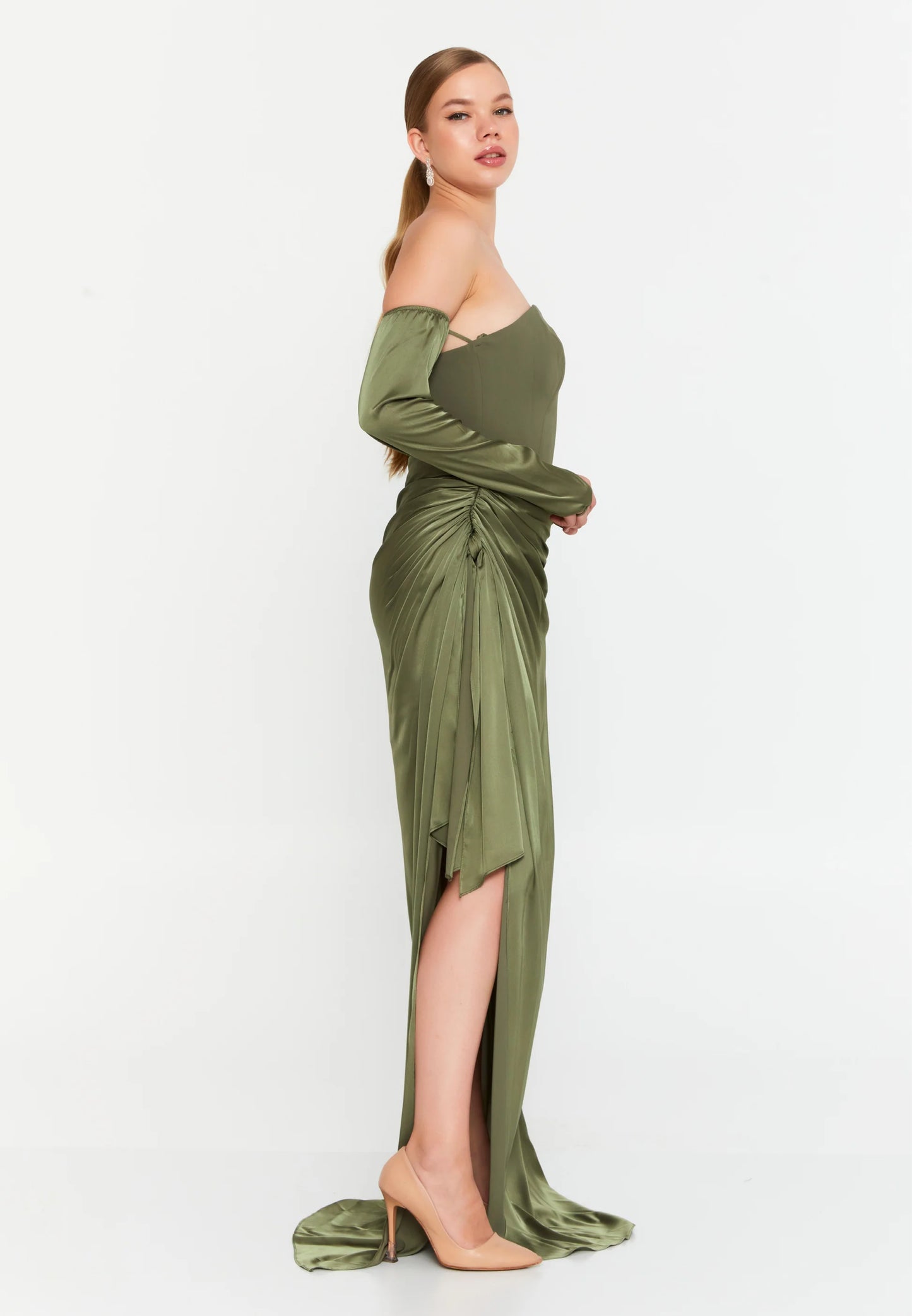 Off Shoulder Maxi Satin Mermaid Regular Evening Dress Unit Price: €54