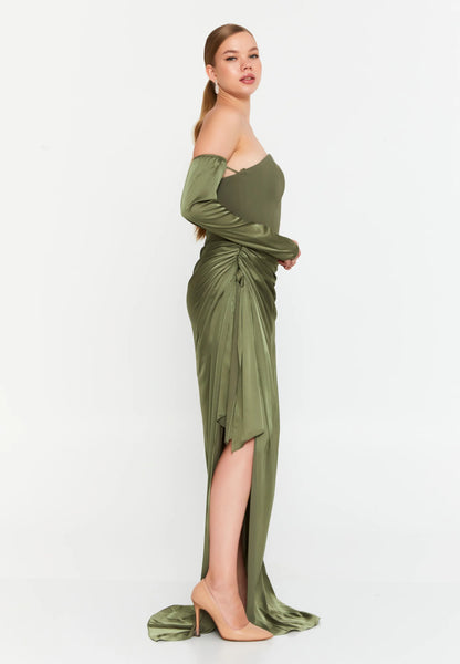 Off Shoulder Maxi Satin Mermaid Regular Evening Dress Unit Price: €54